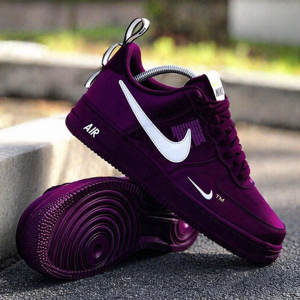 Hand Painted Purple Velvet Custom Air Force 1 Sneakers