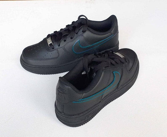 Painted Tick Design Custom Black Nike Air Force 1