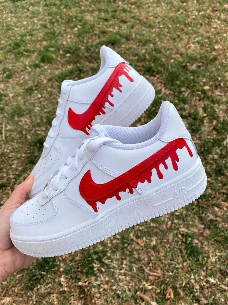 Custom Red Nike Drip Air Force Ones