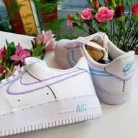 Purple and Blue_ Painted Tick Mid-soles and Details Custom Black Nike Air Force 1