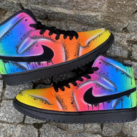 Custom Air Jordan 1 Mid Neon Flash Unique Handpainted Sneakers