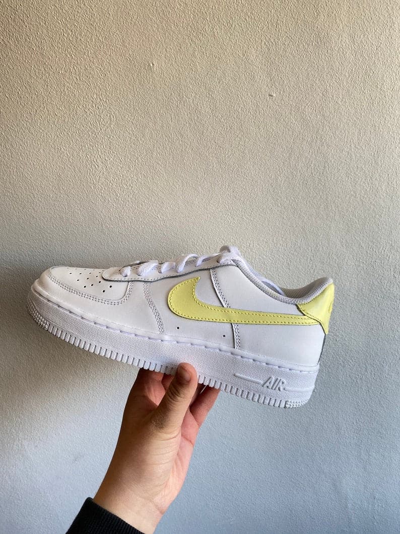 Custom Air Force 1 pastel Yellow Swoosh