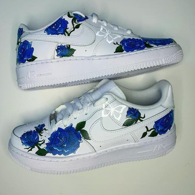 Custom Air Force 1 Blue Rose 3M Butterfly