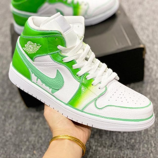 green custom jordans