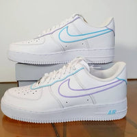 Purple and Blue_ Painted Tick Mid-soles and Details Custom Black Nike Air Force 1