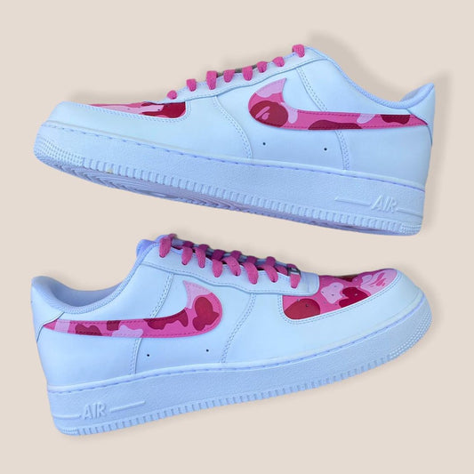 Custom Air Force 1 af1 pink Bape