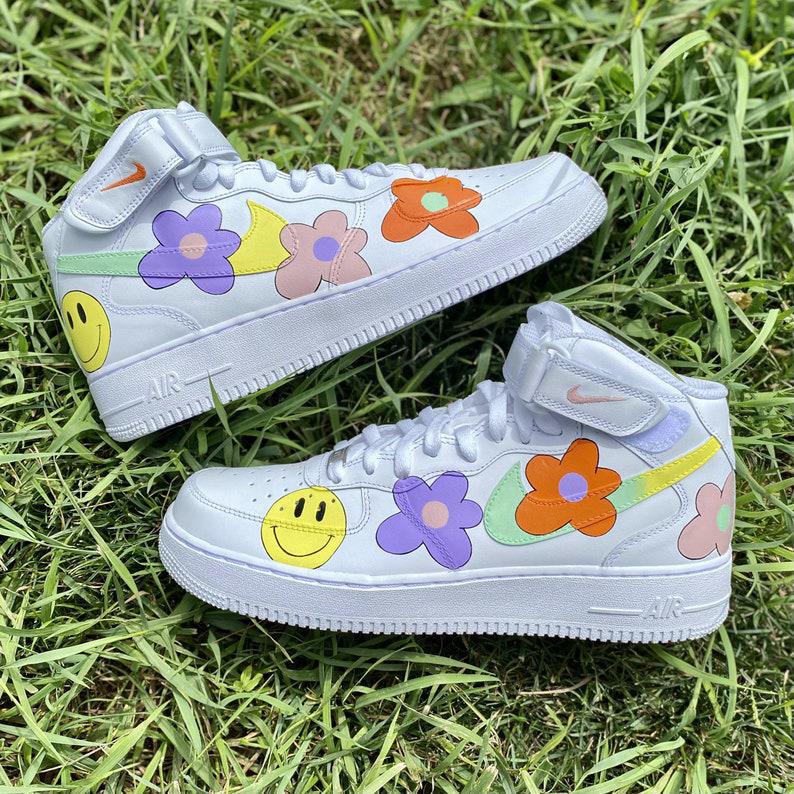 Custom Air Force 1 Hippie 70s Smiley Face