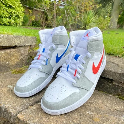 Custom Air Jordan 1 Grey Blue Red