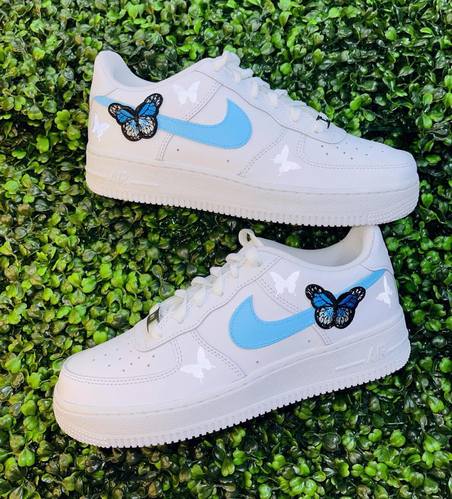 Custom Air Force 1 Baby Blue Lone Butterfly