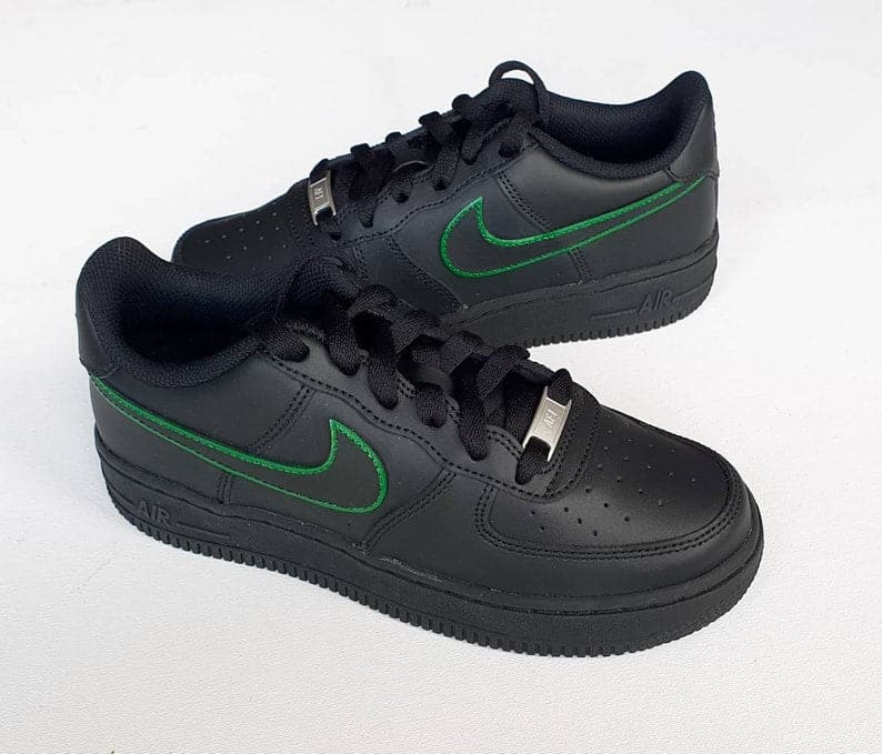 Painted Tick Design Custom Black Nike Air Force 1