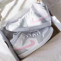 Custom Air Jordan 1 Mid Pink Grey