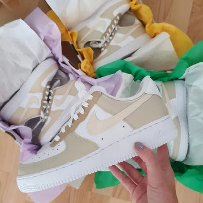 custom air force 1 cream begie nike air