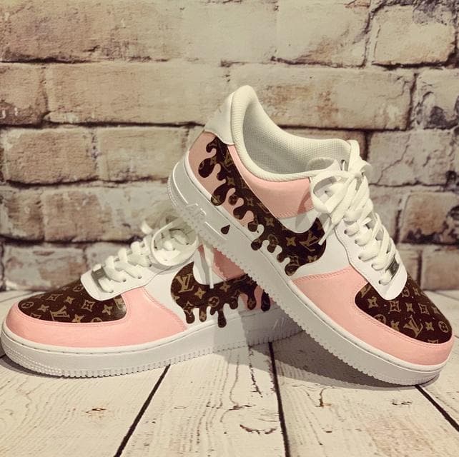 Pink Louis Vuitton Air Forces (7.5 Womens) — customsbycam