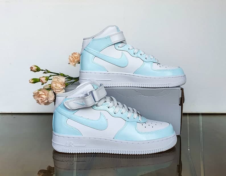 Baby Blue Colour Block Hand-painted Custom Nike AF1
