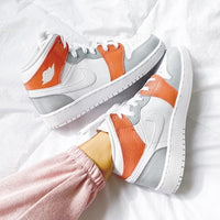 Custom Air Jordan 1 Mid Orange Grey