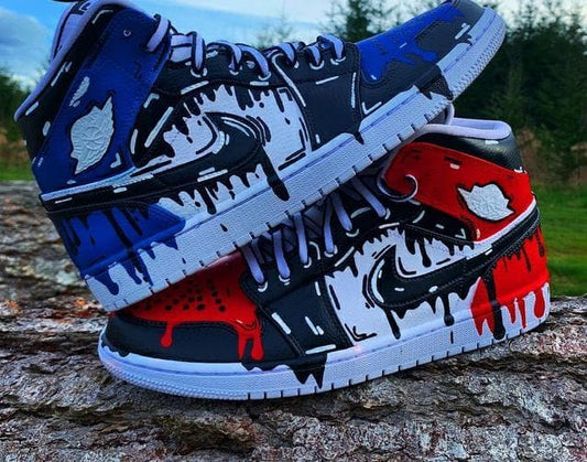 Custom Air Jordan 1 Cartoon Drip Black Red