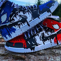 Custom Air Jordan 1 Cartoon Drip Black Red