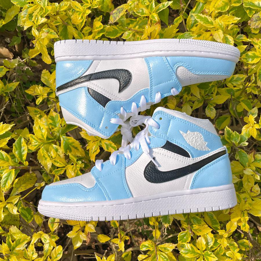 custom air jordan 1 blue black swoosh