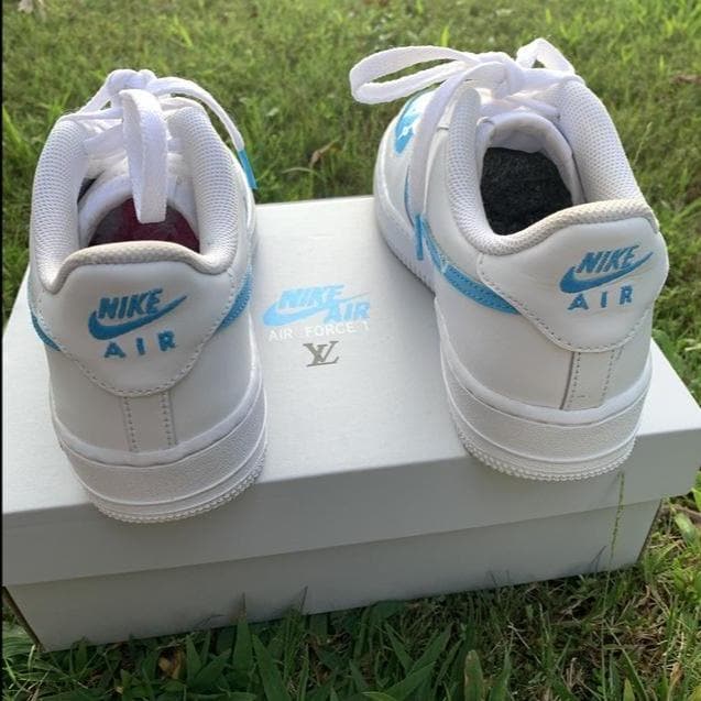 Custom Air Force 1 Baby Blue Louis Vuitton