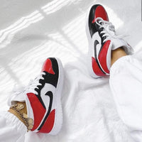 Custom Air Jordan 1 Black Swoosh Rose Red Sneakers