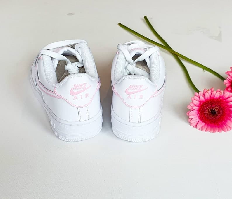 Pink Outlines Design_ Hand-painted Custom Nike Air Force 1
