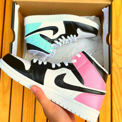 Custom Air Jordan 1 X Pink BLUE Mid