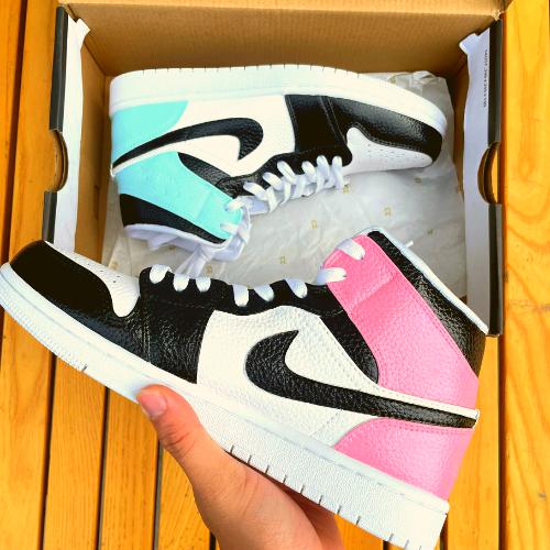 Custom Air Jordan 1 X Pink BLUE Mid
