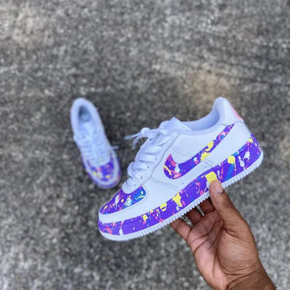 Custom Air Force 1 Purple splatter paint