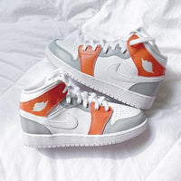 Custom Air Jordan 1 Mid Orange Grey