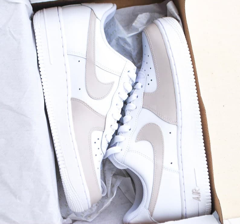 Tan Toe Colorblock Air Force 1 Custom Handpainted