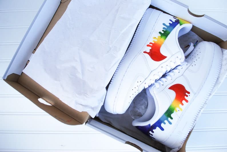 Rainbow Air Force 1 Handpainted Rainbow Design Men