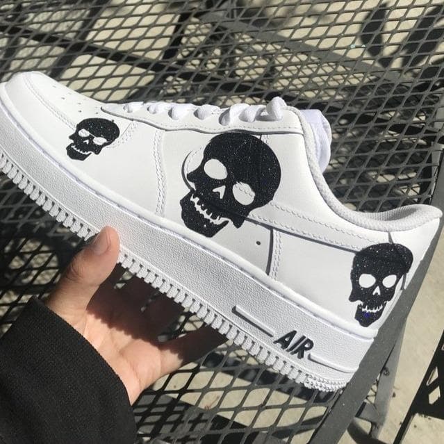 Custom Air Force 1 Black Holo Skull