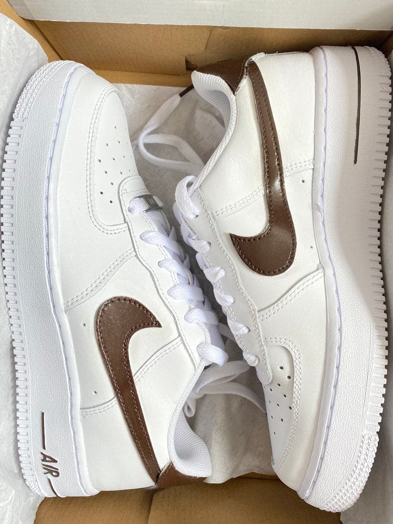 Custom Air Force 1 chocolate Brown Swoosh