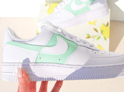 Check Colorblock Air Force 1 Handpainted Custom