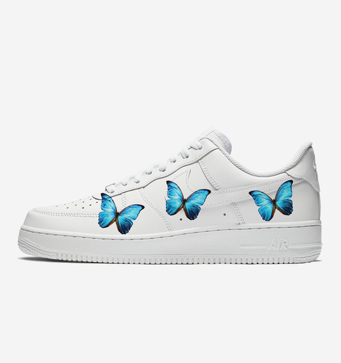 Custom Nike Air Force 1  Blue Butterfly