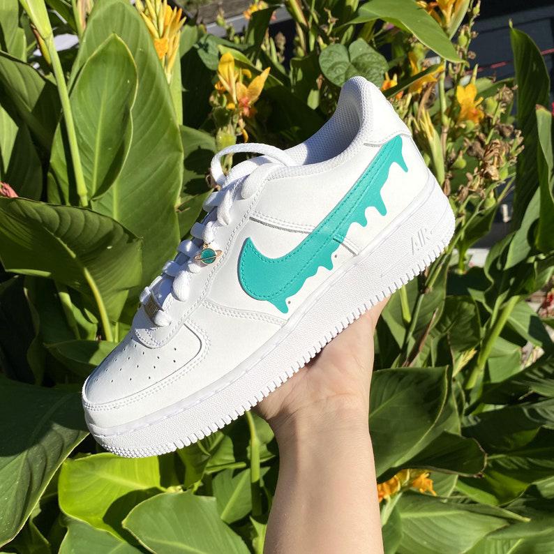 Custom Turquoise Nike Drip Air Force Ones