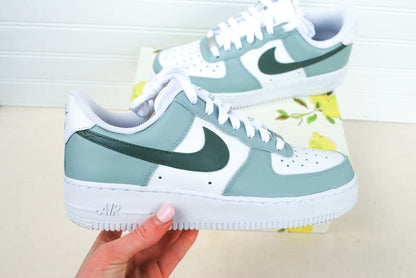 Sage Green Colorblock Air Force 1 Handpainted Custo