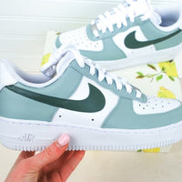 Sage Green Colorblock Air Force 1 Handpainted Custo
