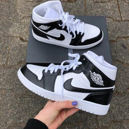 BLACK WHITE AIR JORDAN 1 CUSTOM