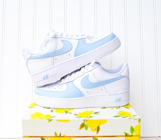 Bule Toe Colorblock Air Force 1 Custom Handpainted