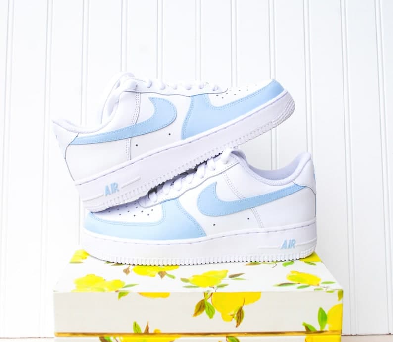 Bule Toe Colorblock Air Force 1 Custom Handpainted