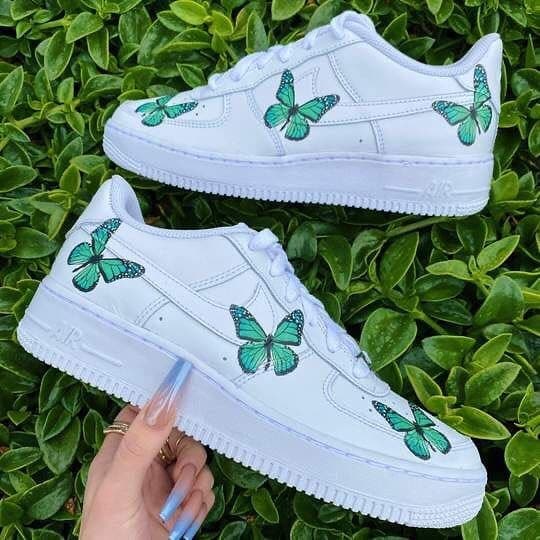 Green Butterfly Air Force 1s