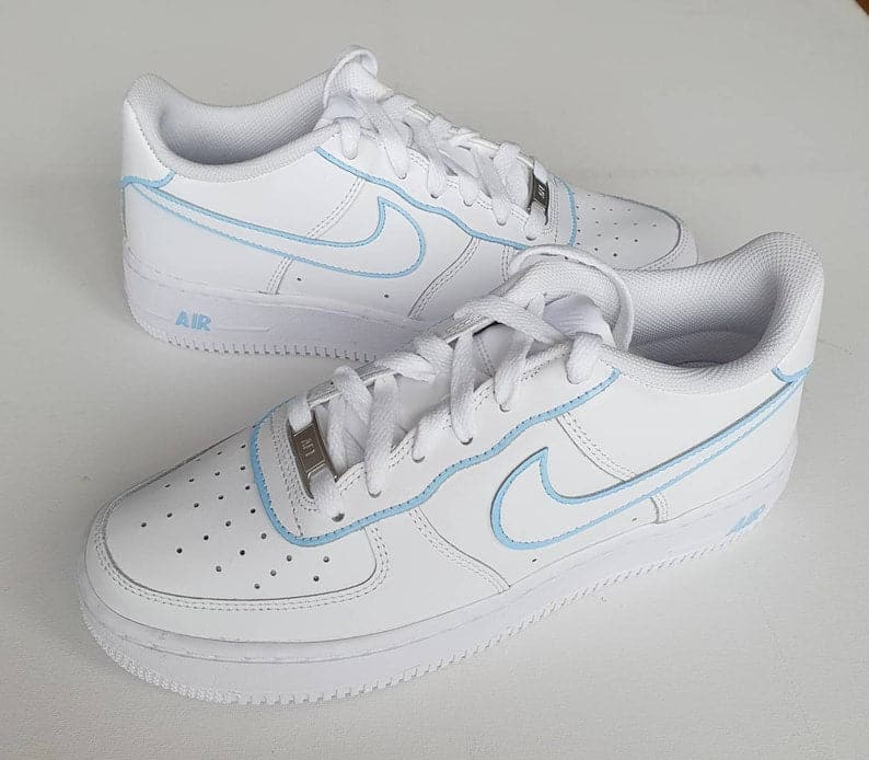 Blue Outline Design Hand-painted Custom Nike Air Force 1&