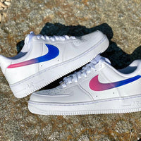 Custom Blue pink gradient Nike Air Force Ones swoosh
