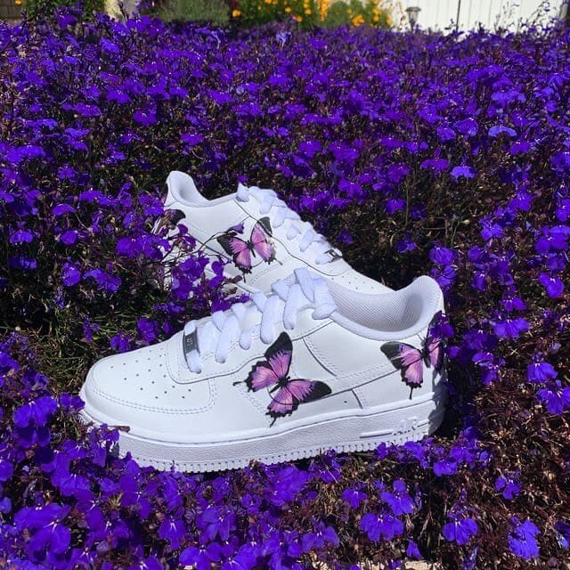 Purple Butterfly Air Force 1s