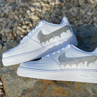 Custom Silver Nike Drip Air Force Ones