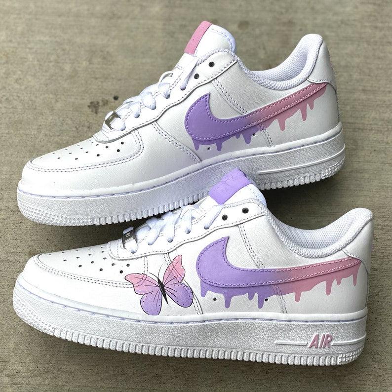 Custom Pink Purple Drip With Butterfly Air Force 1