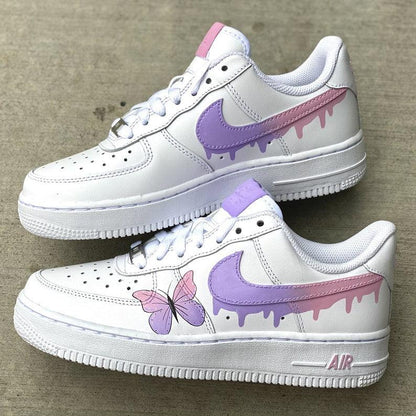 Custom Pink Purple Drip With Butterfly Air Force 1