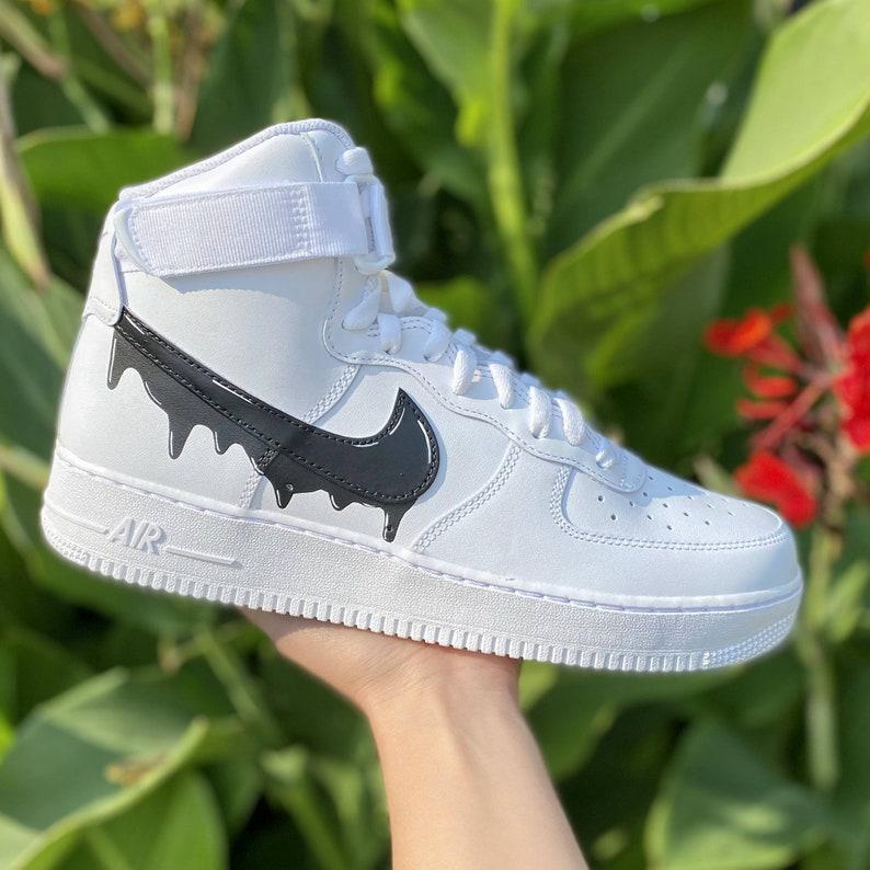 Custom Black Nike Drip Air Force Ones