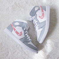 Custom Air Jordan 1 Mid Pink Grey LV